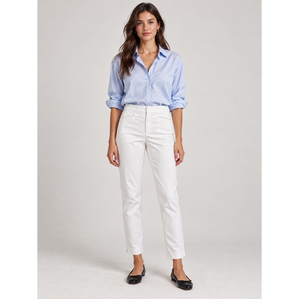Chaps Womens White Straight Leg Stretch Trousers Pants Size 6 206676396007